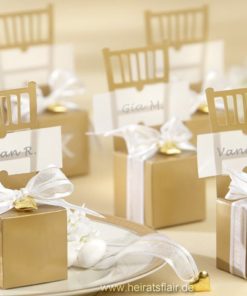 Tischkartenhalter und Geschenkverpackung Miniatur-Stuhl (gold)