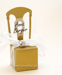Tischkartenhalter und Geschenkverpackung Miniatur-Stuhl (gold, 10Stk)