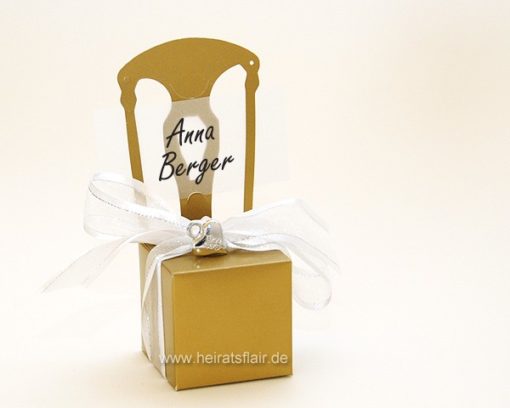 Tischkartenhalter und Geschenkverpackung Miniatur-Stuhl (gold, 10Stk)